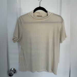 Kathy Ireland Cream Velvet Mock Neck T-shirt